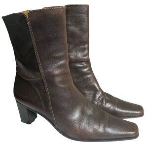 Wonders Brown Leather Ankle Boots | EU 40 | Block Heel | Quiet Luxury